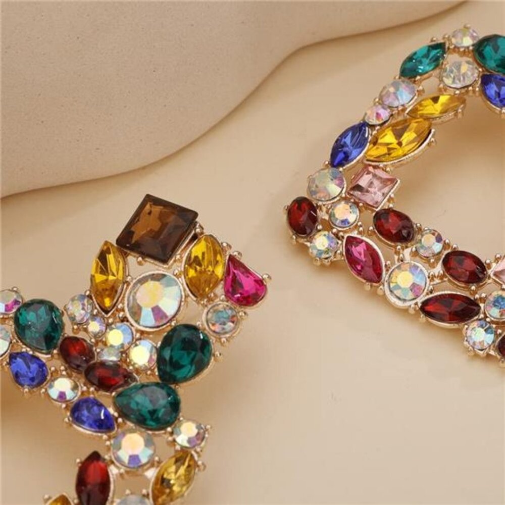 Crystal Square Dangle Statement Earrings Geometri… - image 5